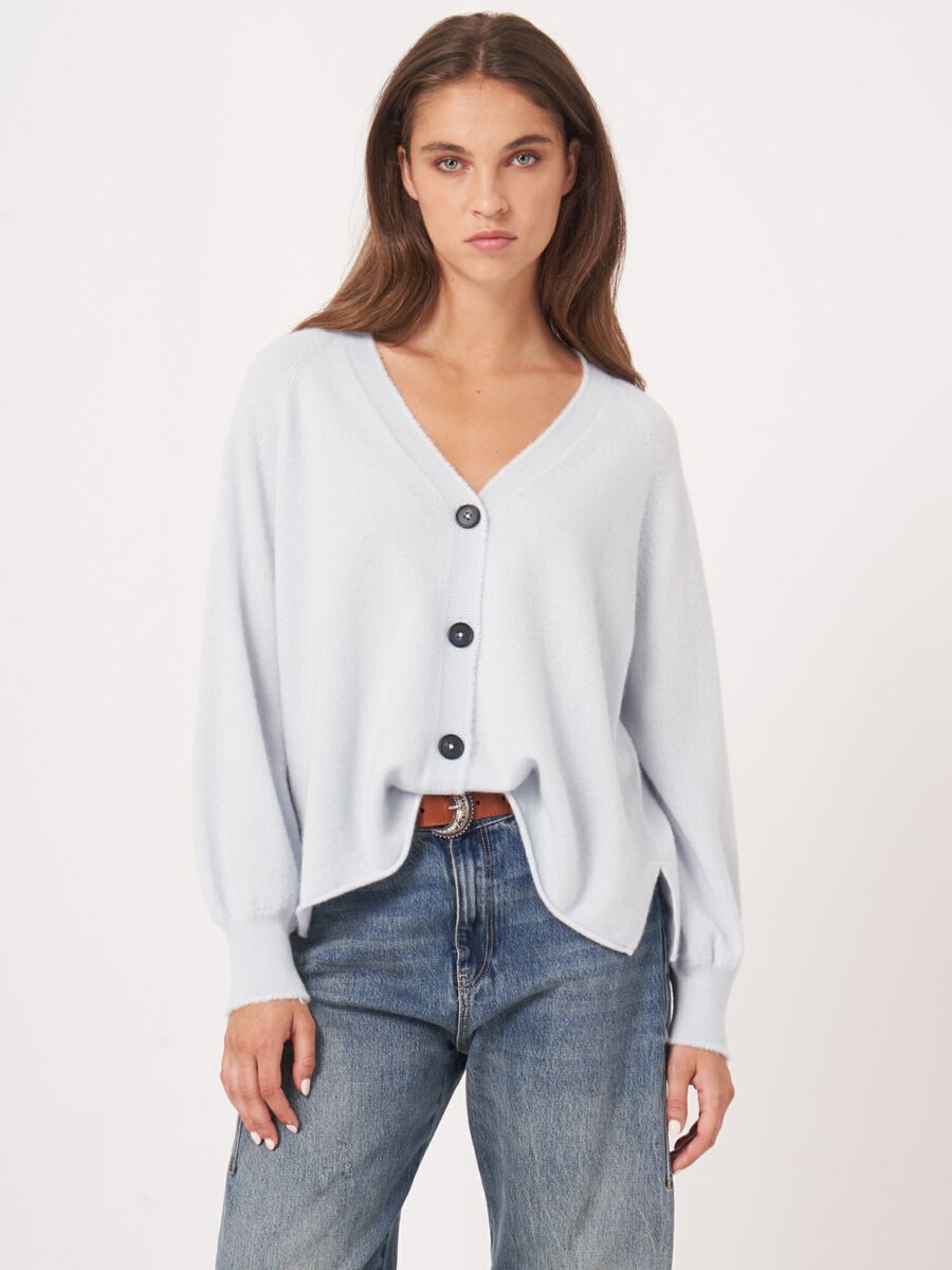 Repeat Cashmere V-hals Cashmere Vest Met Ballonmouwen