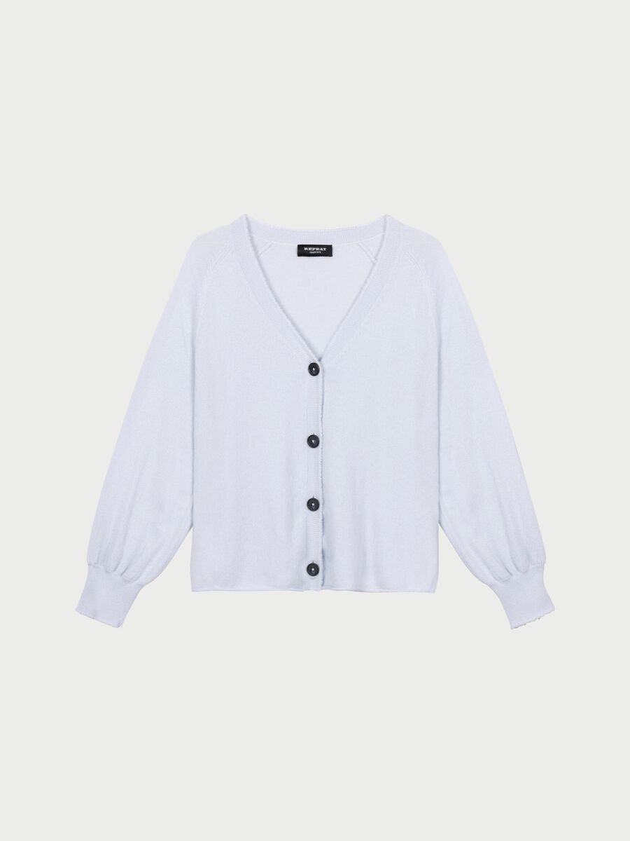 repeat cashmere V-hals cashmere vest met ballonmouwen