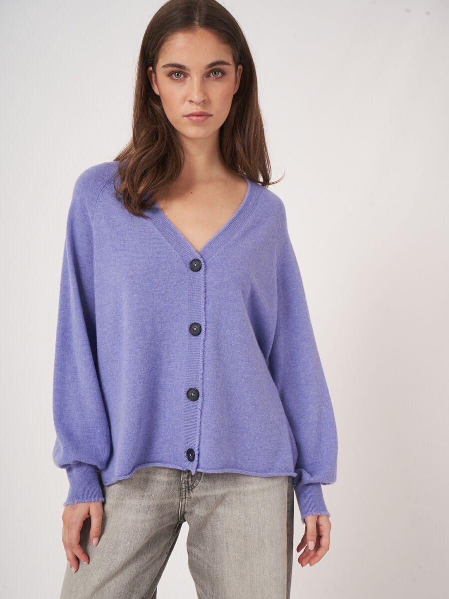 repeat cashmere V-hals cashmere vest met ballonmouwen