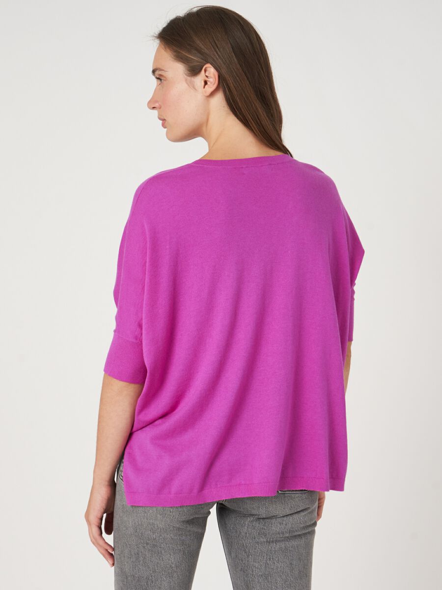 Repeat Cashmere V-hals Poncho-trui Van Cashmere En Katoenmelange