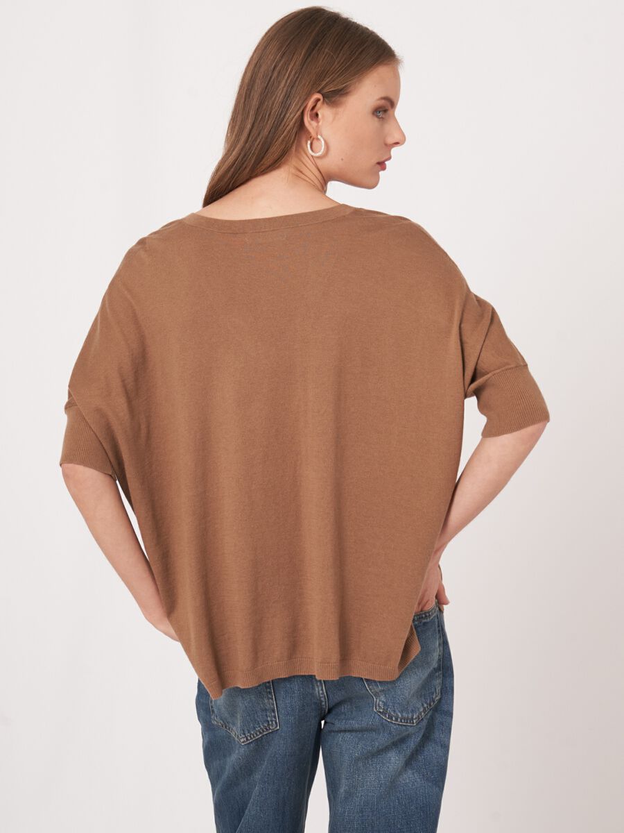 Repeat Cashmere V-hals Poncho-trui Van Cashmere En Katoenmelange