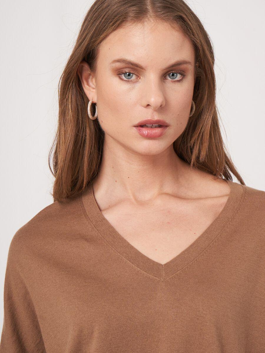 Repeat Cashmere V-hals Poncho-trui Van Cashmere En Katoenmelange