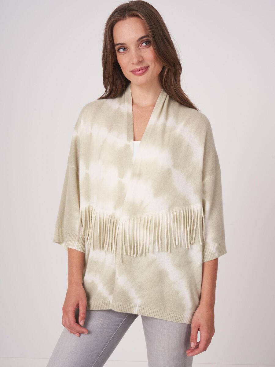 repeat cashmere Vest met tie-dye print en franjes van biologisch cashmere