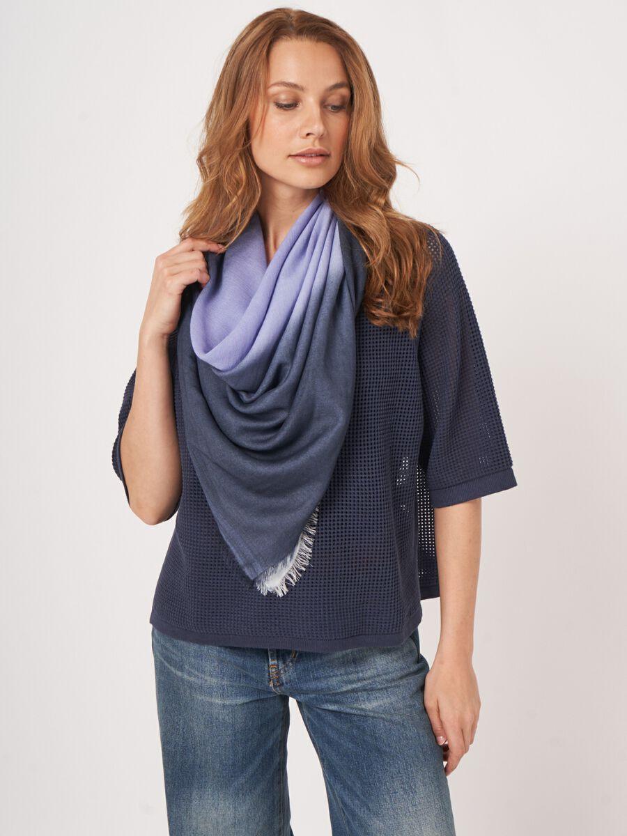 Repeat Cashmere Vierkante Geweven Sjaal Dipdye Print En Franje Van Cashmere En Zijde