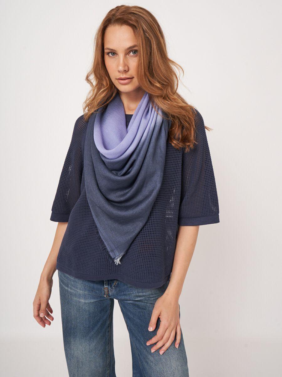 Repeat Cashmere Vierkante Geweven Sjaal Dipdye Print En Franje Van Cashmere En Zijde