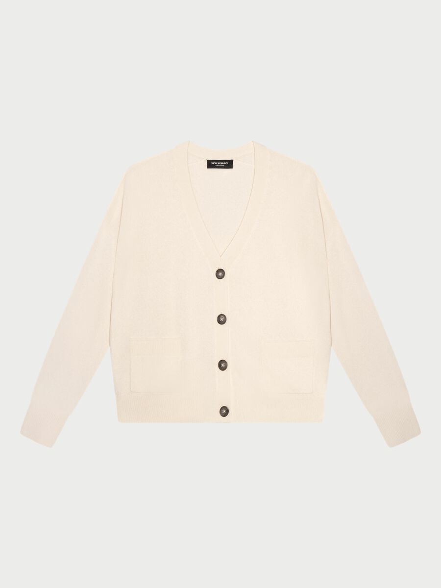 repeat cashmere Wijd cashmere vest met V-hals en zakken