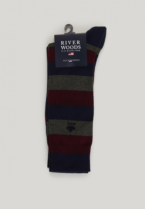 river woods 2-paar gestreepte sokken stellar/bordeaux