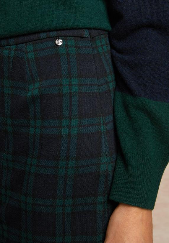 River Woods A-lijn Geruite Midirok Met Voorsplit Kaki