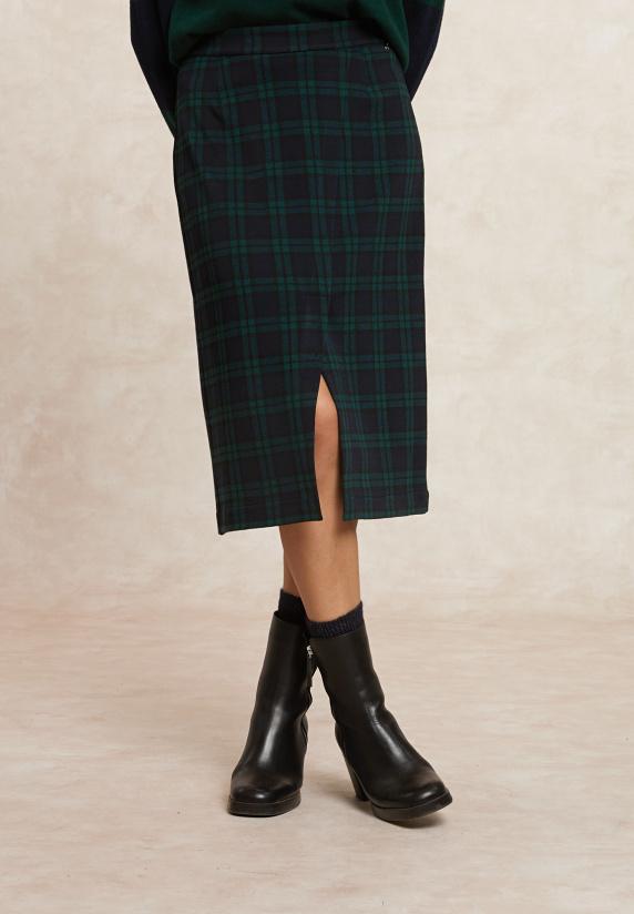 River Woods A-lijn Geruite Midirok Met Voorsplit Kaki