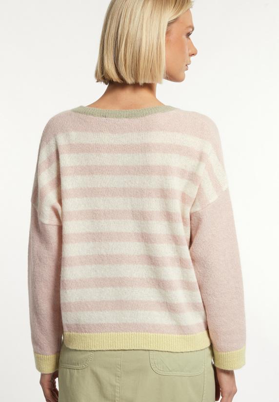 River Woods Alpaca-zuivere Scheerwol Cardigan Lange Mouwen Roze/olijfgroen