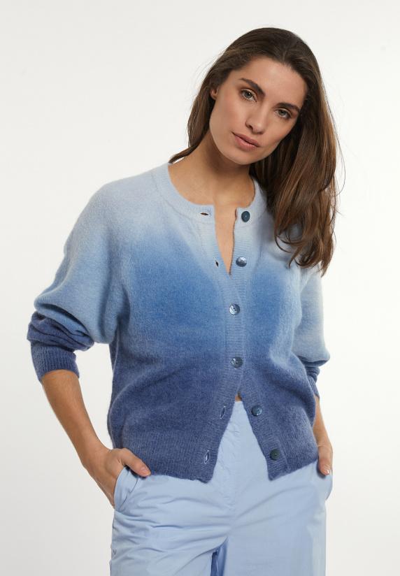 river woods Alpaca-zuivere scheerwol degradé trui blauw