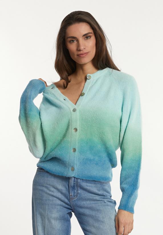 river woods Alpaca-zuivere scheerwol degradé trui groen/blauw