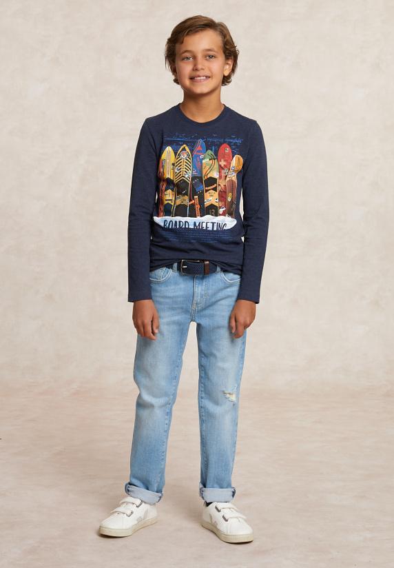 River Woods Basic Fantasie T-shirt Lange Mouwen Moonlight Mix