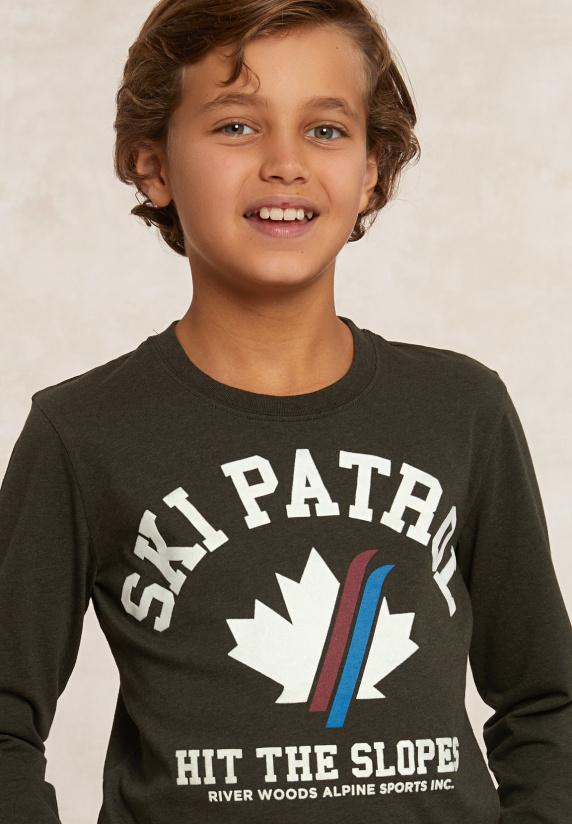 River Woods Basic Fantasie T-shirt Lange Mouwen Olive Mix