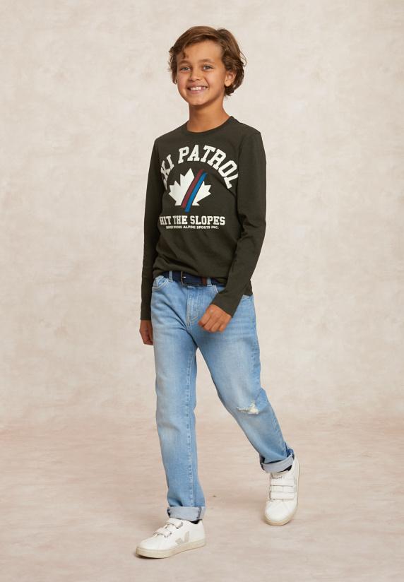 River Woods Basic Fantasie T-shirt Lange Mouwen Olive Mix