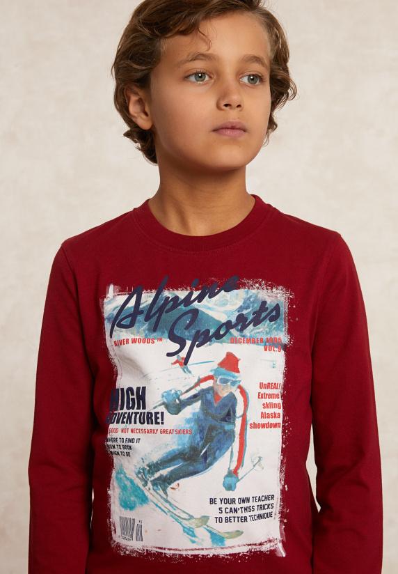 River Woods Basic Fantasie T-shirt Lange Mouwen Red Cross