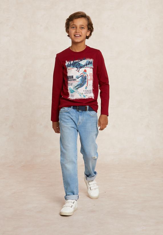 River Woods Basic Fantasie T-shirt Lange Mouwen Red Cross