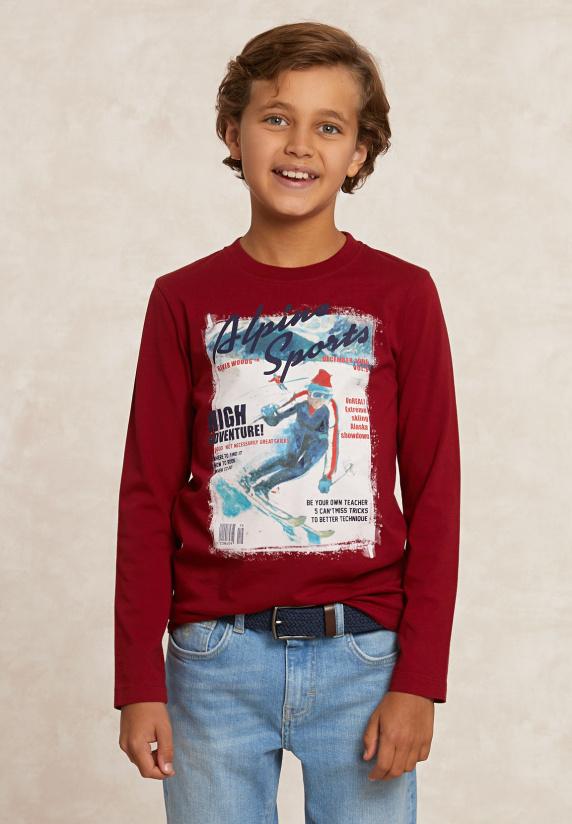 river woods Basic fantasie T-shirt lange mouwen red cross