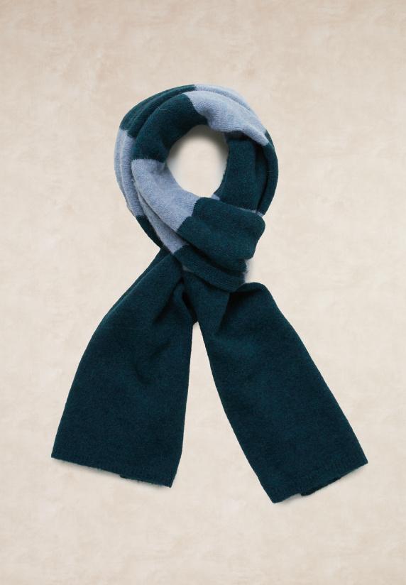 river woods Basic gestreepte wol-alpaca sjaal groen/blauw