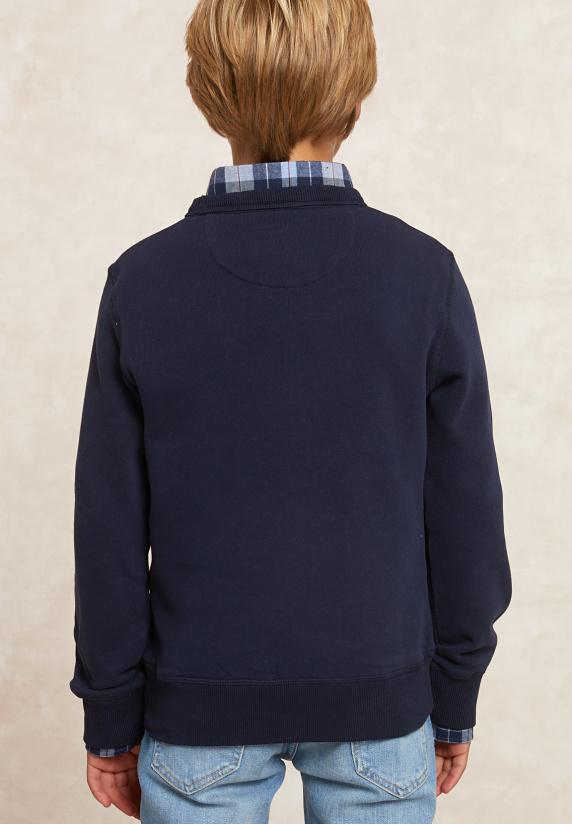 River Woods Basic Katoenen Fleecetrui Ronde Hals Admiral