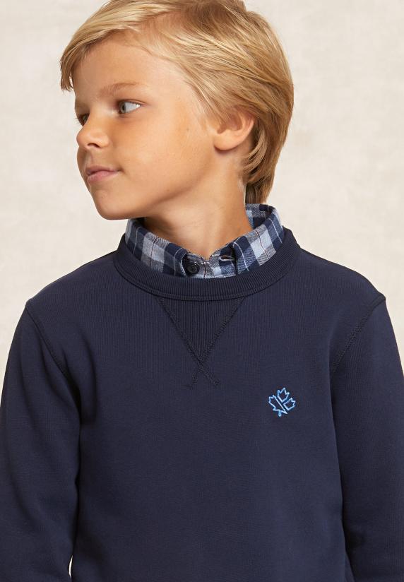 River Woods Basic Katoenen Fleecetrui Ronde Hals Admiral