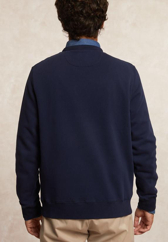 River Woods Basic Katoenen Fleecetrui Ronde Hals Admiral