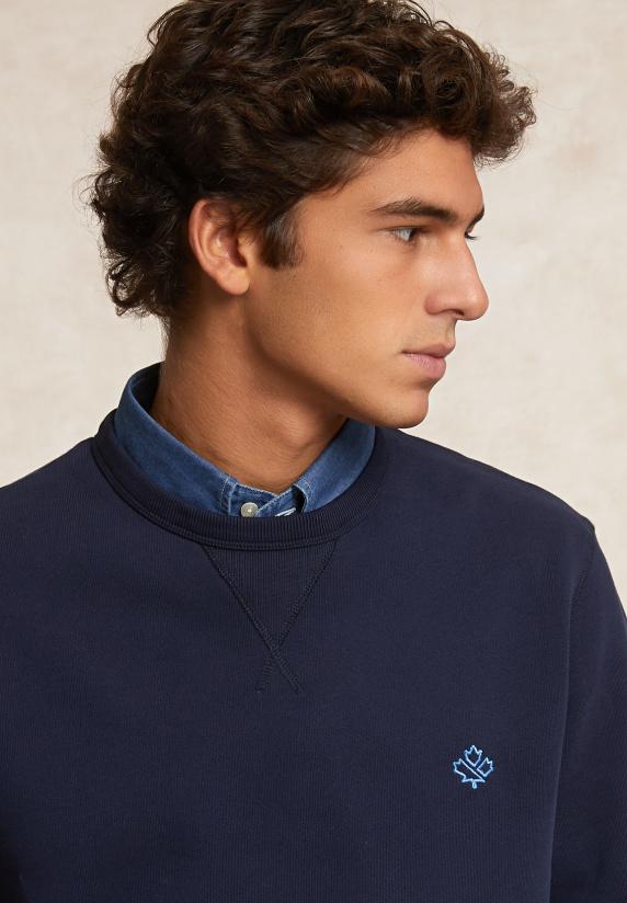 River Woods Basic Katoenen Fleecetrui Ronde Hals Admiral