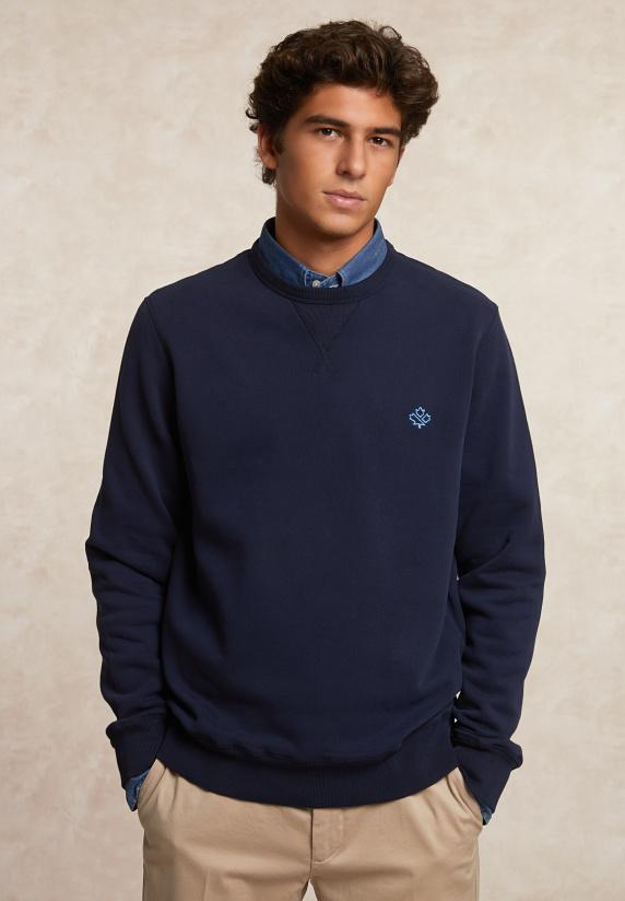 River Woods Basic Katoenen Fleecetrui Ronde Hals Admiral