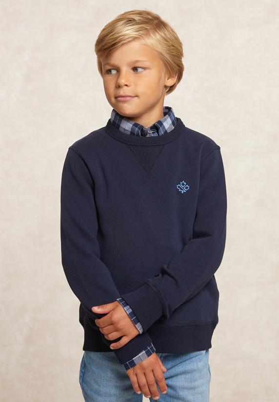 river woods Basic katoenen fleecetrui ronde hals admiral