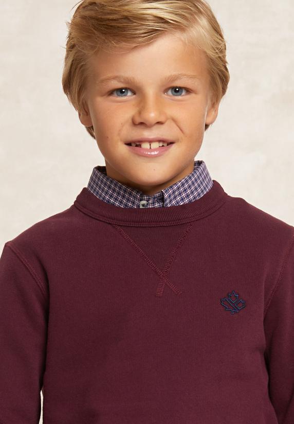 River Woods Basic Katoenen Fleecetrui Ronde Hals Grape