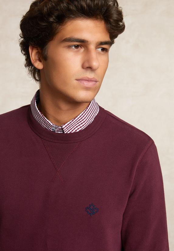 River Woods Basic Katoenen Fleecetrui Ronde Hals Grape