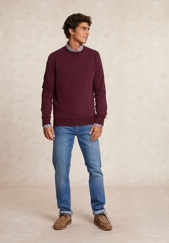 River Woods Basic Katoenen Fleecetrui Ronde Hals Grape