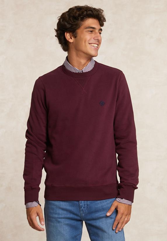 River Woods Basic Katoenen Fleecetrui Ronde Hals Grape