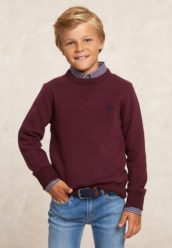 River Woods Basic Katoenen Fleecetrui Ronde Hals Grape