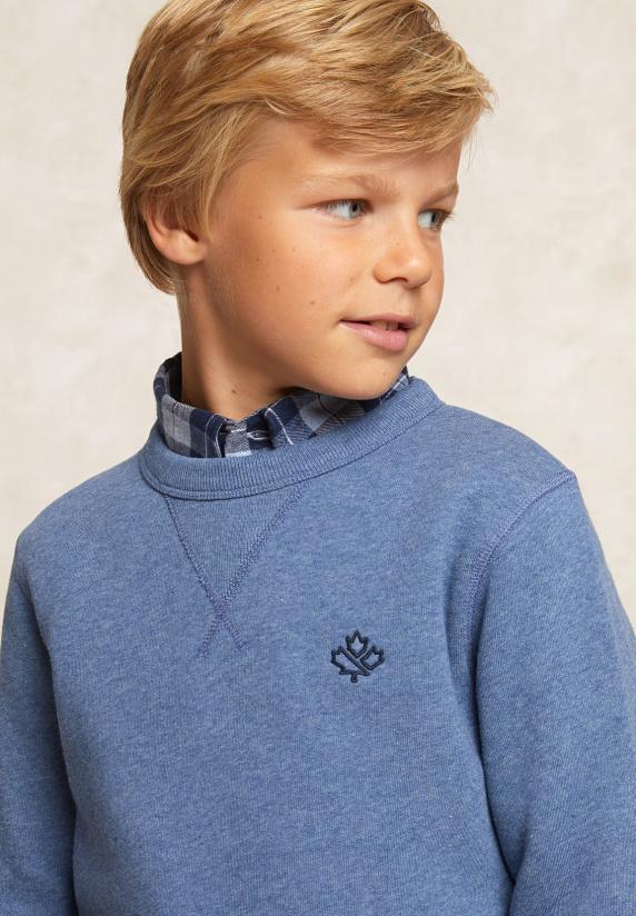 River Woods Basic Katoenen Fleecetrui Ronde Hals Night Sky Mix