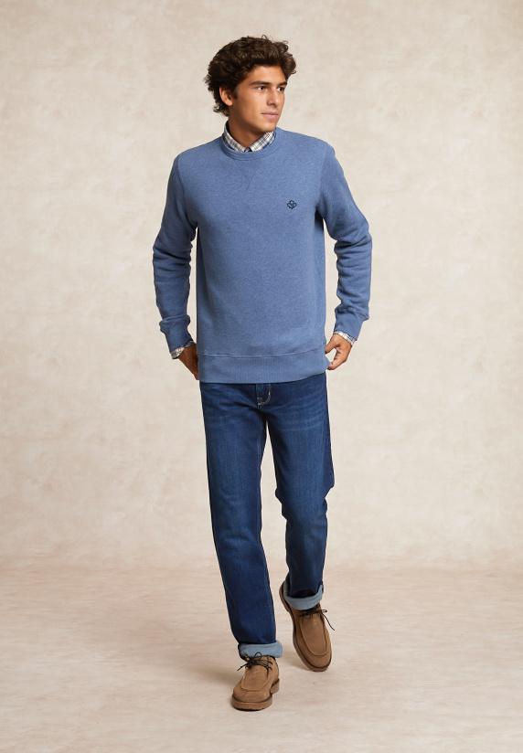 River Woods Basic Katoenen Fleecetrui Ronde Hals Night Sky Mix