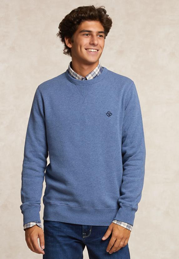 river woods Basic katoenen fleecetrui ronde hals night sky mix