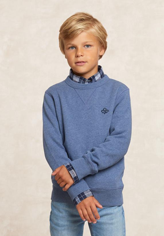 river woods Basic katoenen fleecetrui ronde hals night sky mix