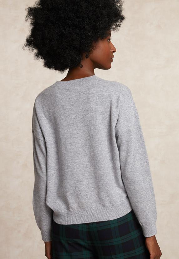 River Woods Basic Merinotrui Ronde Hals Borstzak Grijs