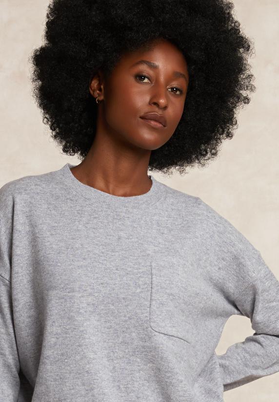 River Woods Basic Merinotrui Ronde Hals Borstzak Grijs