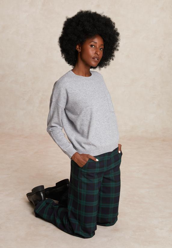 River Woods Basic Merinotrui Ronde Hals Borstzak Grijs