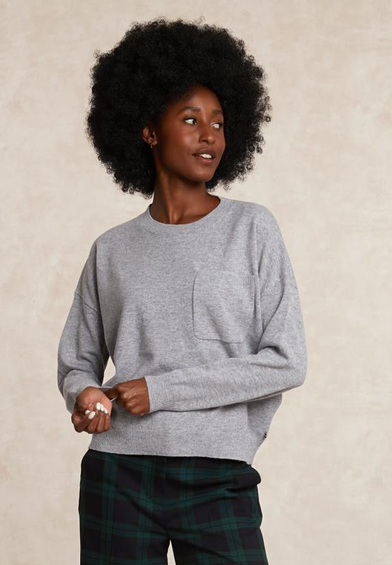 River Woods Basic Merinotrui Ronde Hals Borstzak Grijs