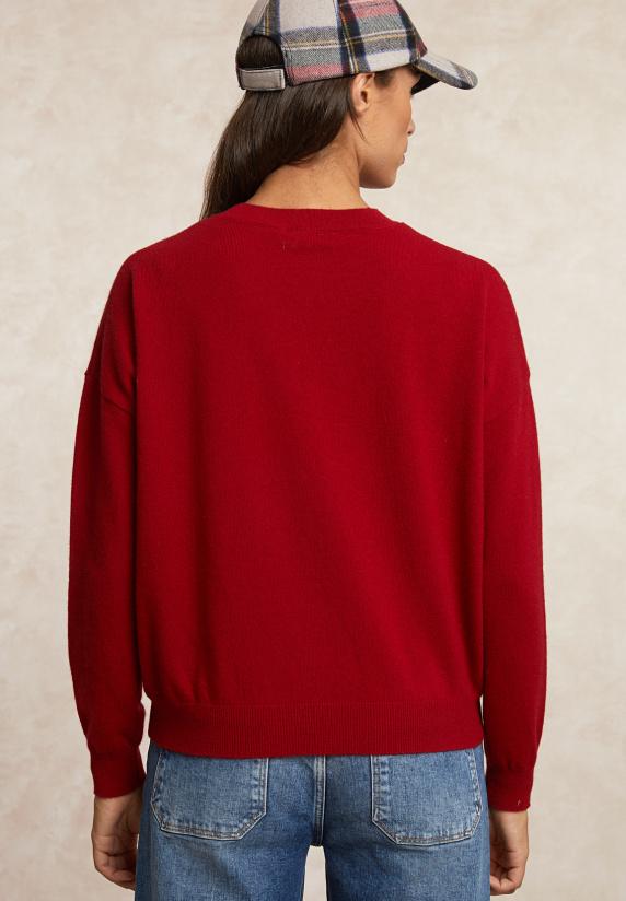 River Woods Basic Merinotrui Ronde Hals Borstzak Rood