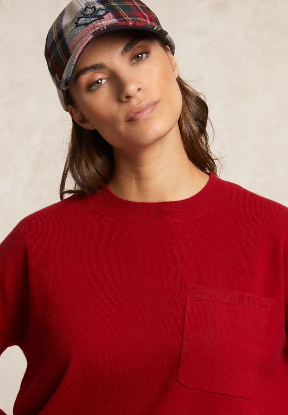 River Woods Basic Merinotrui Ronde Hals Borstzak Rood