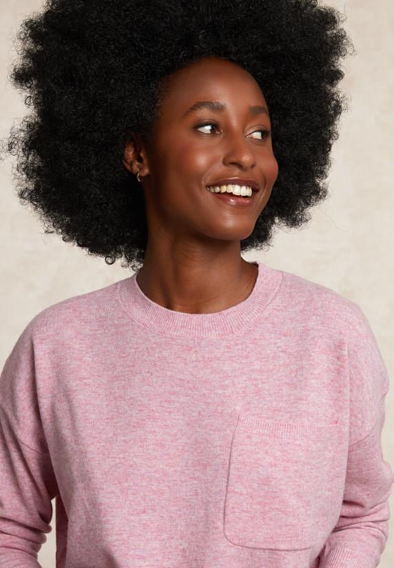 River Woods Basic Merinotrui Ronde Hals Borstzak Roze