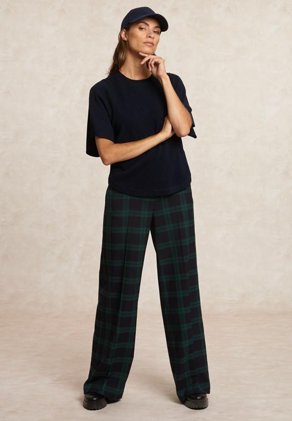 River Woods Basic Merinotrui Ronde Hals Wijde Mouwen Navy