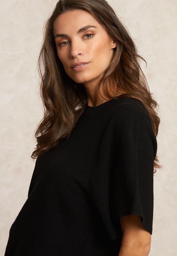 River Woods Basic Merinotrui Ronde Hals Wijde Mouwen Zwart