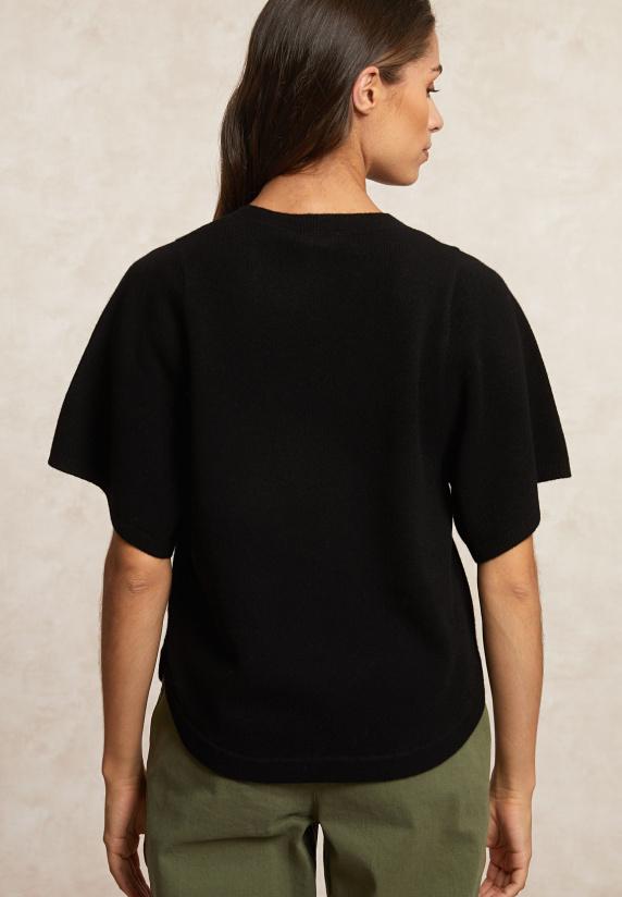 River Woods Basic Merinotrui Ronde Hals Wijde Mouwen Zwart