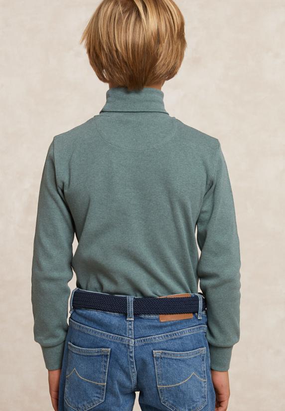 River Woods Basic Rolkraag T-shirt Dk Jade Green Mix