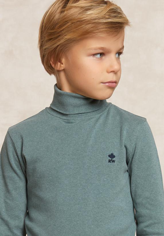 River Woods Basic Rolkraag T-shirt Dk Jade Green Mix